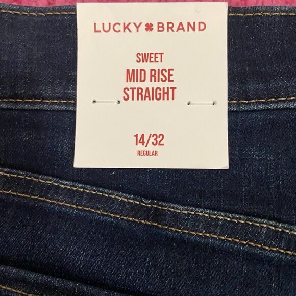Lucky Brand Sweet Mid Rise Straight Jeans Dark Blue Size 14/32 - Picture 6 of 11